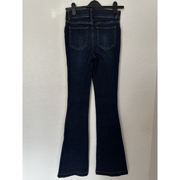 NWT SPANX FLARE Dark Midnight Shade Pull-on Stretch Jeans Size XS Elastic Waist - Picture 3 of 5